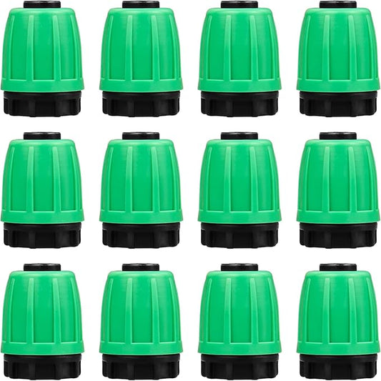 Drip Irrigation Fittings for 1/2 Inch Drip Tubing (1/2" ID x 0.65" OD), 12 Pieces 1/2'' Drip Line End Caps Anti-drop Locked Nut Barbed End Plug Connectors, Garden Irrigation Parts for Drip Hose
