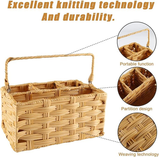 Garden Tools 8-Piece,Wicker Garden Basket with Handle,Gardening Tool Set Gardening Supplies,Outdoor Weed Puller Tool Organizer,Ideal Gifts for Women Men