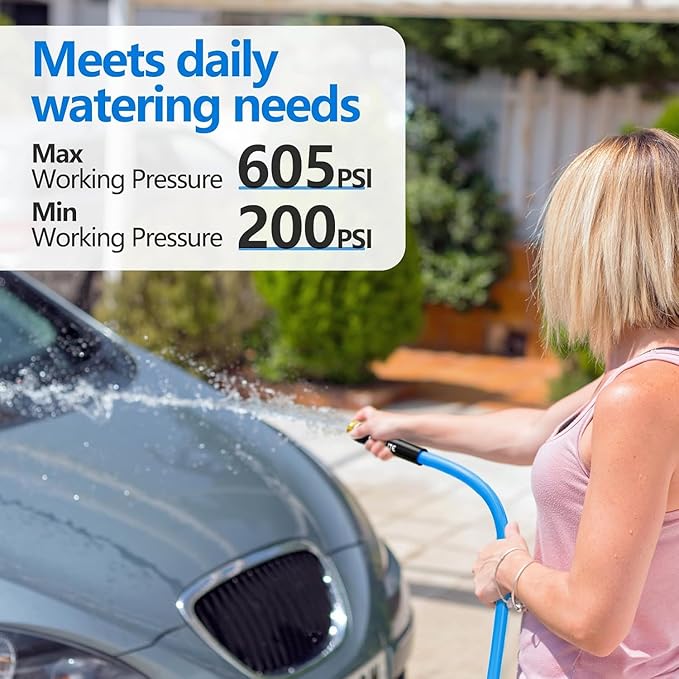 SPECILITE Female to Female Hot/Cold Garden Water Hose 15 ft x 5/8 Inch for Hose Reel, -50℉To 190℉, Heavy Duty, Flexible, Burst 605 Psi, Rubber Extension Pipe with 3/4" Brass Fittings