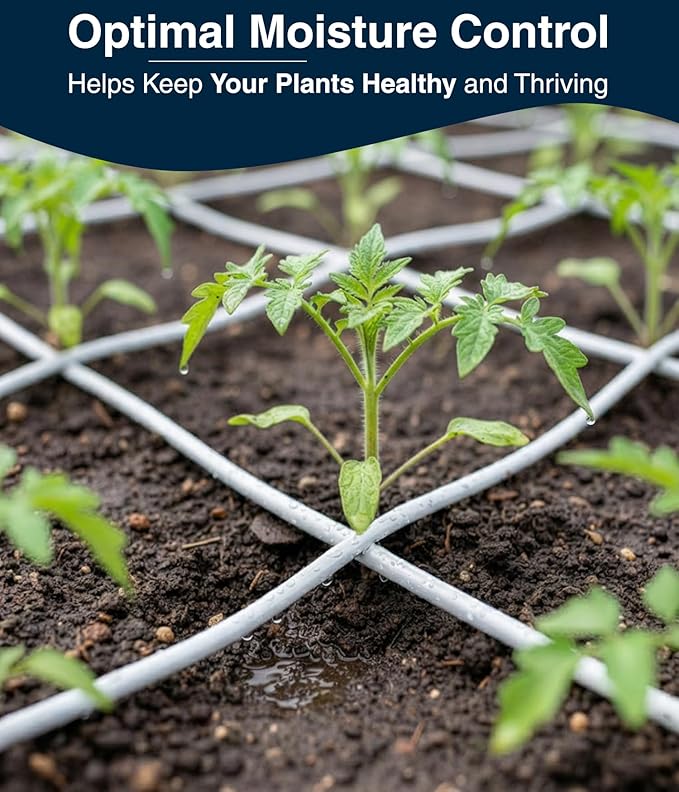 DBR Tech® 1/4 Drip Irrigation Tubing, 100 Feet, Flexible PVC Plastic Drip Irrigation Hose for Gardening, Misting, Hydroponics and DIY Landscape Garden Projects, Blank Distribution (100ft, White)