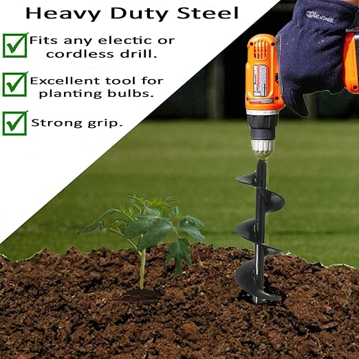 The Ashman 12 Inch Auger -It is Made of Heavy Duty Steel and Has a 12 Inch Long Helical Screw Blade- It is a Hand Held Auger Which as Used to Drill Through The Soil (Pack of 2)