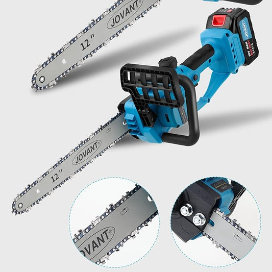 12 Inch Electric Pole Saws for Tree Trimming, 2-in-1 Cordless Pole Saw 2 x 4.0Ah Battery Powered Pole Chainsaw Lightweight with Shoulder Strap for Thicker Wood Cutting Pruning