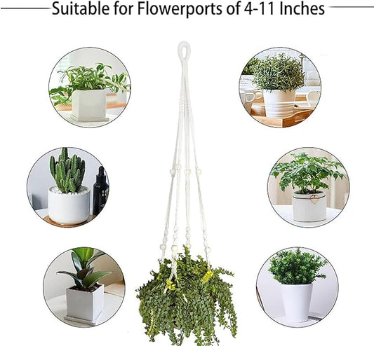 2 Pack Plant Hanger - 29.5" & 23.5" Hanging Planters, Handmade Cotton Rope Plant Holder Fits 3.9"-11.8" Flower Pots Indoor & Outdoor Boho Home Decor (POTS NOT Included)