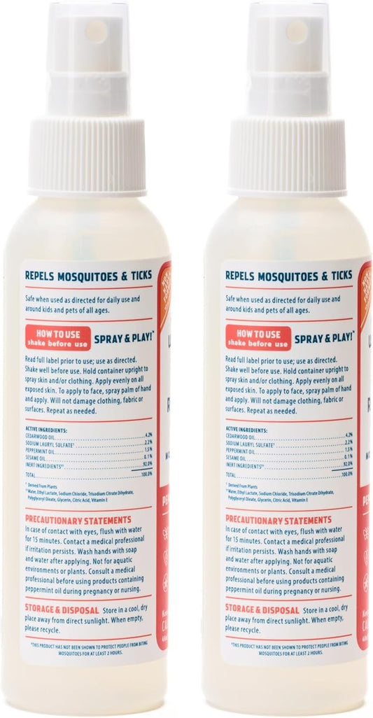 Wondercide - Mosquito, Tick, and Insect Repellent with Natural Essential Oils - DEET-Free Bug Spray and Killer - Safe for Family - Peppermint 2-Pack of 4 oz Bottle