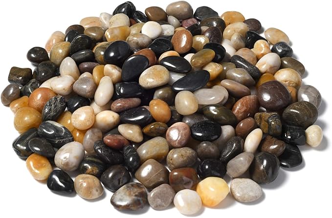 10lb Natural Decorative Polished Mixed Pebbles - Pebbles Polished Gravel,Small Decorative River Rock Stones for Fresh Water Fish Animal Plant Aquariums, Landscaping, Home Decor etc. (160-Oz Bag)