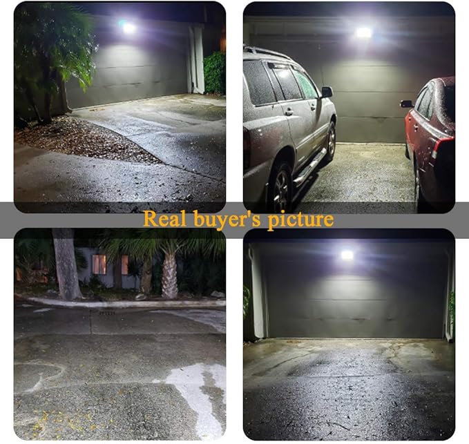 3 Pack 60W Led Flood Light, Outdoor Spotlight, Super Bright Work Light with Plug, IP66 Waterproof (White Light), 5400lm, 6500K, Garage, Backyard, Security Lights Outdoor