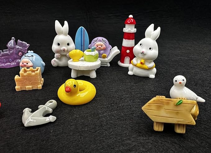 Geiomoo Mini Resin Set, Miniature Landscape, Mixed Fish Tank Accessories for DIY Home Garden Crafts Decors (35 Pcs)