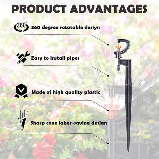 Milltrip 20pcs G Type 360 Degree Drip Irrigation Sprinkler Heads Adjustable Irrigation Drippers Sprinklers Garden Irrigation System Accessory for Garden Lawn Watering System