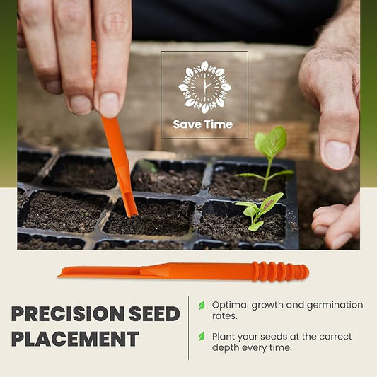 Dibby Seed Sowing Garden Tool Dibber Planter Transplanter – Sow Seeds at The Right Depth – Easily Transplant Delicate Seedlings (Dibby XL) Green (2 Pack)