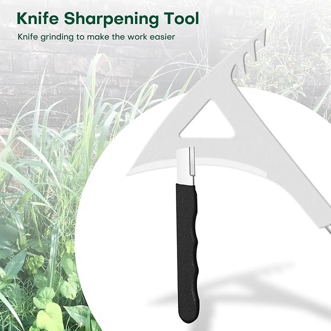 2025 Stainless Steel Weeding Tool Set (4-Piece) – Rust-Proof Gardening Weeder Kit with Anti-Slip Gloves, Root Digger, Multi-Function Weeding Knife & Sharpening Stone, Ergonomic Non-Slip Grip