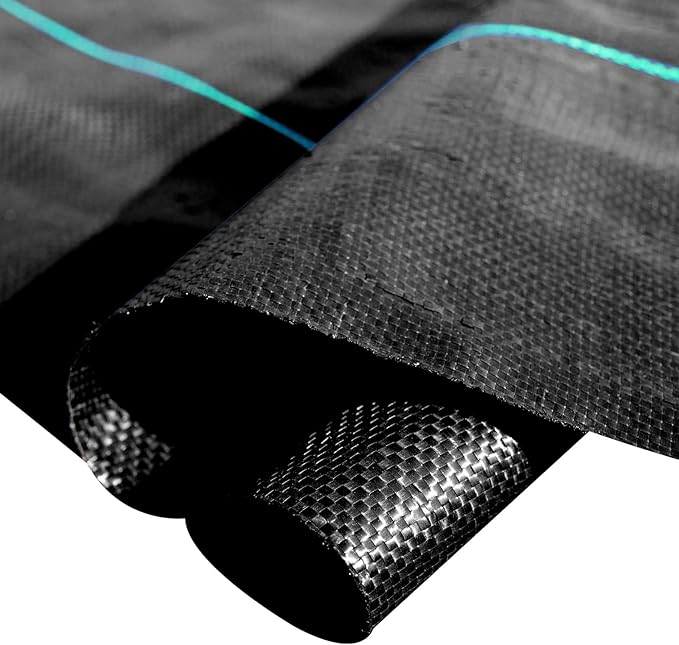 Happybuy 6x300ft Premium Weed Barrier Landscape Fabric Heavy Duty 2.4OZ, Woven Weed Control Fabric, High Permeability Good for Flower Bed, Geotextile Fabric Underlayment, Driveway Fabric Ground Cover
