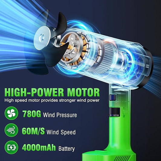 Leaf Blower Cordless, Handheld Leaf Blower with 2 Battery and Charger, 6 Speed Modes, Lightweight Blower for Patio, Lawn, Yard, Dust, Blowing Leaves