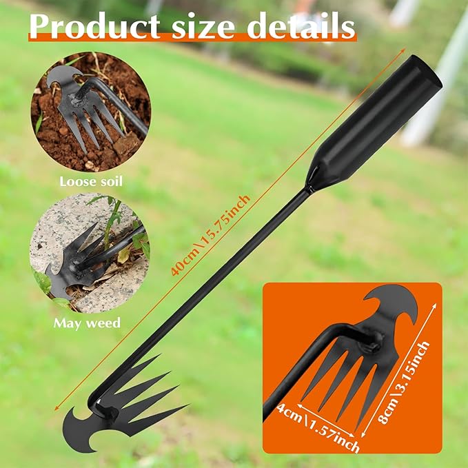 Weed Puller Tool Garden Weed Pulling Tool,Portable Garden Weeding Tool,4 Teeth Manganese Steel Forged Hand Weeder for Vegetable Gardening Backyard Farm Planting & Weeding,Ideal for Gardening