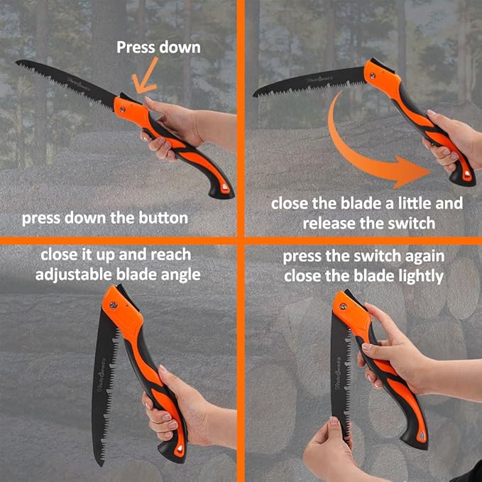 Vivicreate Folding Hand Pruning Camping Saw Survival Bushcraft Saw Tree Pruning Cutting Hand Limb Yard Work Folding Saw serrucho plegable sierra de poda herramientas de jardinerÃa (12 Inch)