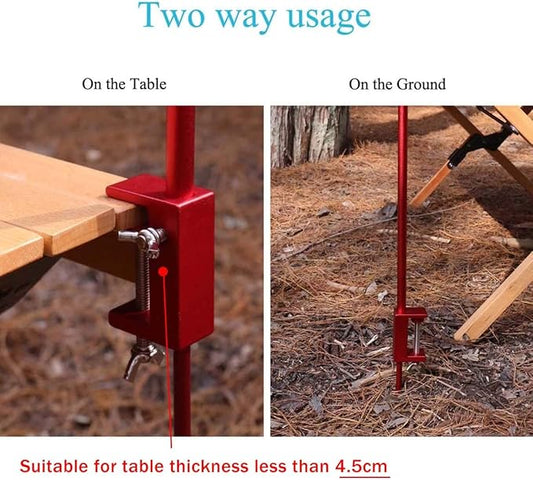 HIKEMAN Folding Lantern Stand Pole Portable Lamp Stand Hook Collapasible Light Stand Holder for Camping Fishing Picnic BBQ Outdoor Activities (Red)