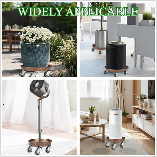 2 Pack Plant Caddy with Wheels, 13.4" Rolling Plant Stand 265 LBS Heavy Duty Metal Tray No Holes with Large Metal 360° Lockable Caster Wheels for Outdoor Indoor Large Plant Pots, Flower Pot, Patio