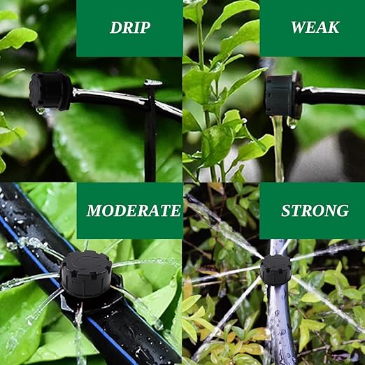 GXXMEI 150PCS Adjustable Drip Irrigation Emitters, 1/4Inch Adjustable Micro Drip Irrigation System Watering Sprinklers Anti-Clogging Emitter Dripper Black Garden Supplies