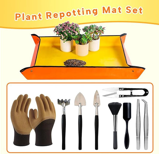 Bonsai Tools Set for Beginners, Bonsai Tree Kit with Training Wire, Scissors, Pruning Shears, Repotting Kit, Indoor Plant Tools Starter Kit (Orange with saws)