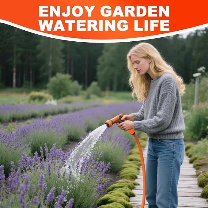 YOTOO Heavy Duty Hybrid Garden Lead in Water Hose 5/8-Inch by 10-Feet 150 PSI, Kink Resistant, All-Weather Flexible with Swivel Grip Handle and 3/4" GHT Solid Brass Fittings, Orange