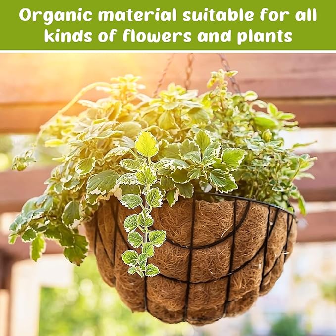 Legigo 6 Pack 10 Inch Hanging Basket Coco Liners Replacement, 100% Natural Round Coconut Coco Fiber Planter Basket Liners for Hanging Basket Flowers/Vegetables