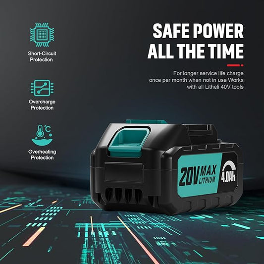 20V Brushles Cordless Chainsaw 12-Inch Lightweight Battery Powered Chainsaws Compact Pruning Electric Chainsaw 4.0AH Lithium-ion 2 Kit-Batteries for Wood Cutting,Garden Tree,Branch Pruning