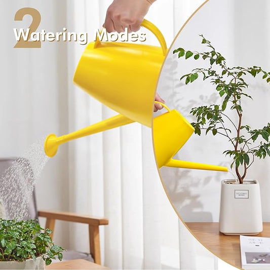 Watering Can for Indoor Outdoor Plants, Modern Small Watering Cans with Removable Nozzle, Long Spout Watering Can for Indoor Bonsai Plants Garden Flowers 1/2 Gallon 1.8L 60OZ (Yellow)