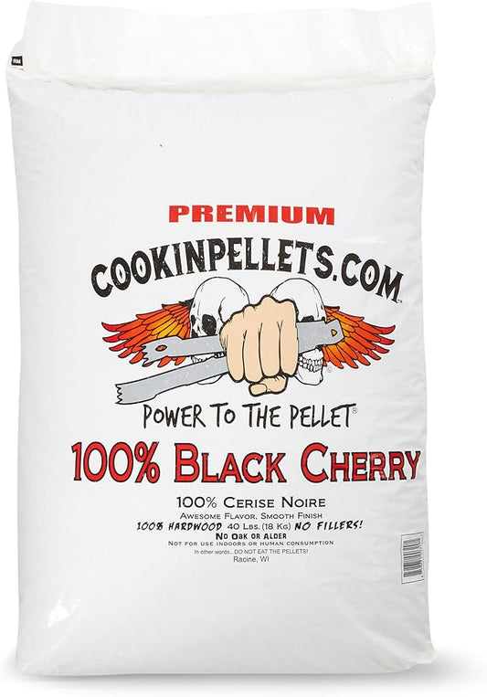 CookinPellets 40-Pound Premium All-Natural Black Cherry Hardwood Grill Smoker Wood Pellets, No Bark or Fillers, for BBQ, Meat, and Veggies (5 Pack)