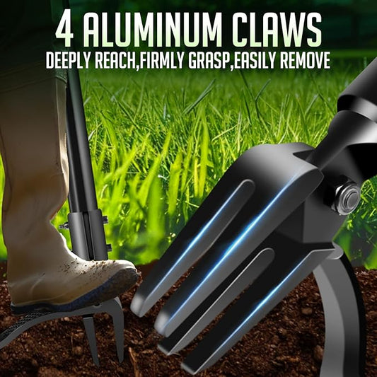 Weed Puller Tool - 63" Stand Up Weeder | 4-Claw Steel Head, 4 Adjustable Lengths | Heavy Duty Detachable Weeding Tool for Lawn/Yard/Garden | No Bending/Kneeling
