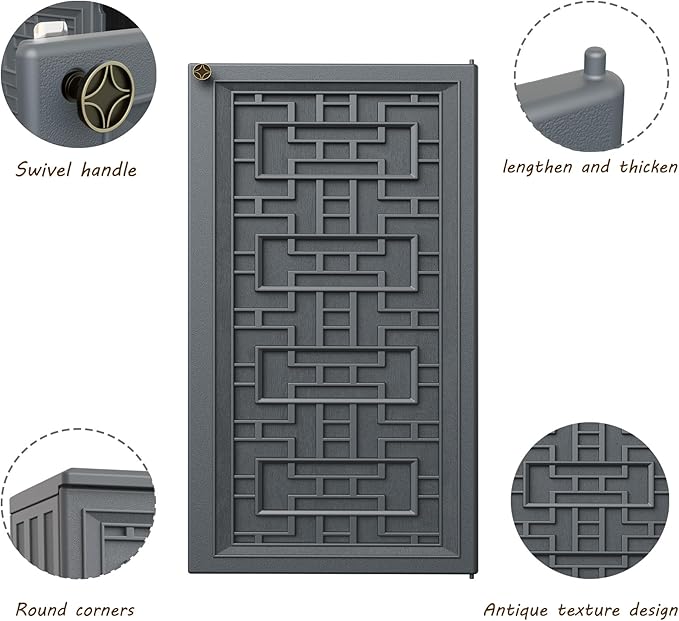 Indoor Outdoor Storage Cabinet Waterproof with Shelf,Plastic Storage Sheds Outdoor Cabinets for Patio/Garden/Backyard, Size 34.3''L*15''W*36.2''H(Gray)