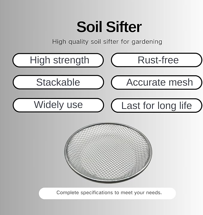 3 PCS Soil Sieve for Garen -12 inches Soil Sifter for Rocks Compost Suitable for 5 Gallon Drums 10mm,6mm,3mm
