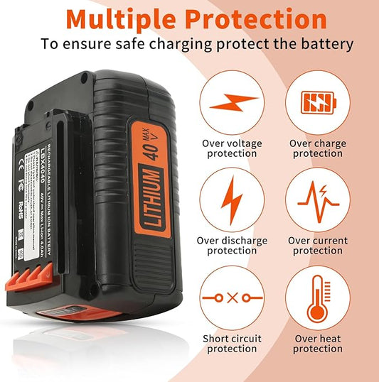 40V 4.0Ah Lithium Battery for Black and Decker 40 Volt /36v Max Weed Eater Lawn Mower Trimmer Batteries Compatible with LBX2040 LBX1540 LBXR2036 LBXR36 LBX2540 LBX2240 Battery Pack