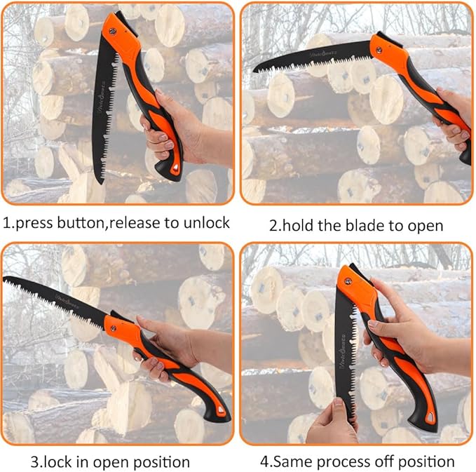 Vivicreate Folding Hand Pruning Camping Saw Survival Bushcraft Saw Tree Pruning Cutting Hand Limb Yard Work Folding Saw serrucho plegable sierra de poda herramientas de jardinerÃa (10 Inch)