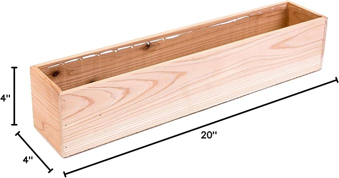20" Rectangular Rustic Wood Planter with Plastic Liner l Rose Wood l Country Style, Home and Wedding Decorations, Garden Ornaments (20x4 Set of 2, Rose Wood)
