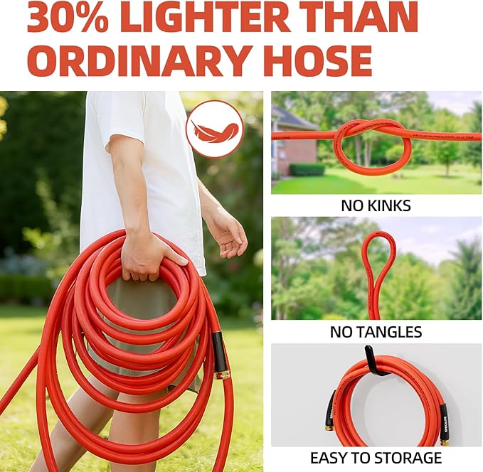 SPECILITE 3/4" Female to Female Hot/Cold Short Leader Hose 5 ft, -50℉-190℉, Flexible & Lightweight Rubber Hoses for Yard, Outdoor, Farm, Red