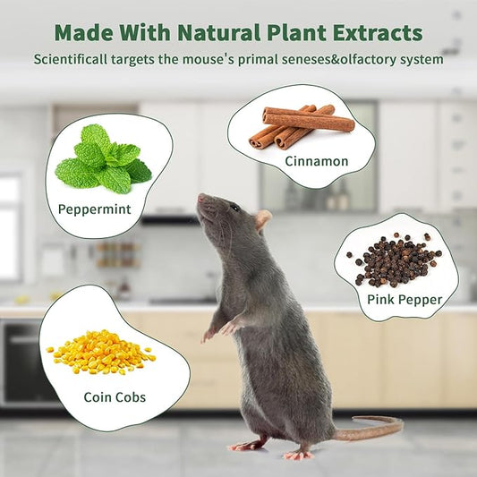 Mouse Rodent Repellent, 24 Pack Peppermint Oil to Repel Mice and Rats– Works for Mice Repellent, Squirrels, Indoor/Outdoor Use, Safe for Homes & Pets