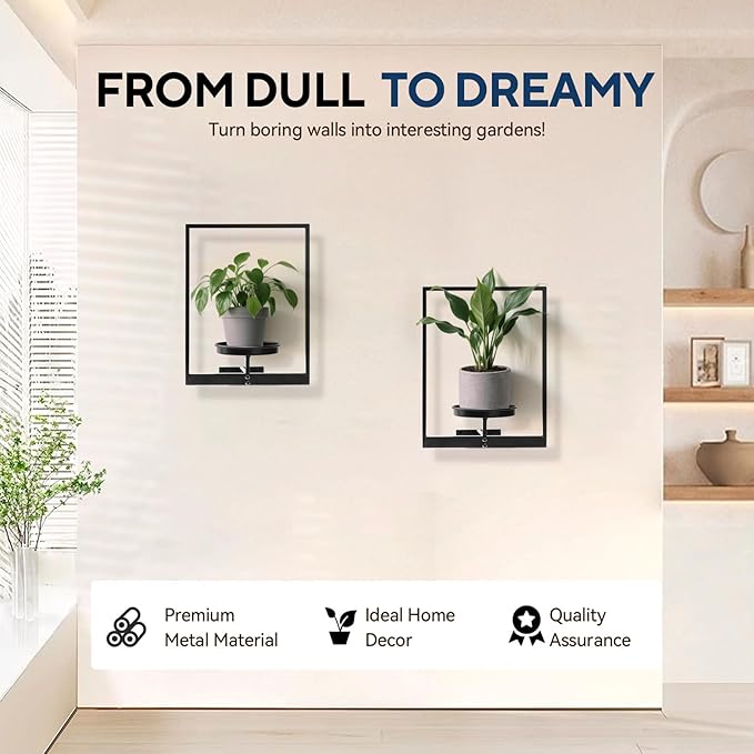 4 Pack Black Metal Indoor Window Plant Shelves Hanging Plant Shelves Picture Frame Outdoor Plant Rack for Indoor Outdoor,Decoration Racks for Home Decor Wall