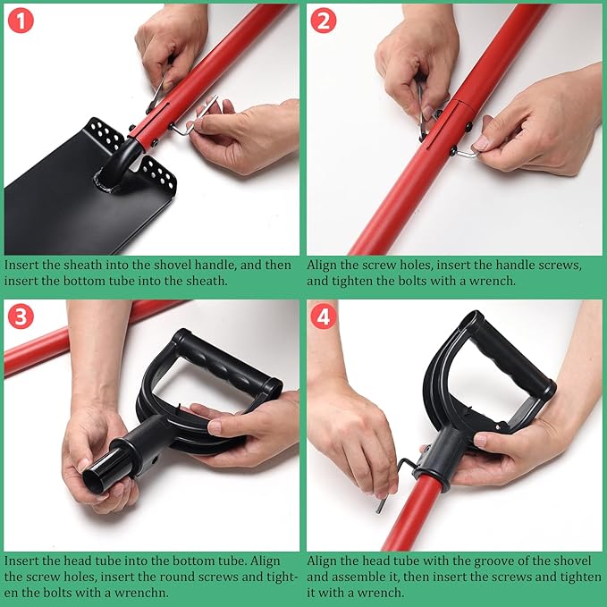 Garden Shovel, Heavy Duty Metal Tool for Digging and Transplanting, 49 Inch Sandblasting Process Design, D Handle, Garden Spade for Snow Shoveling.