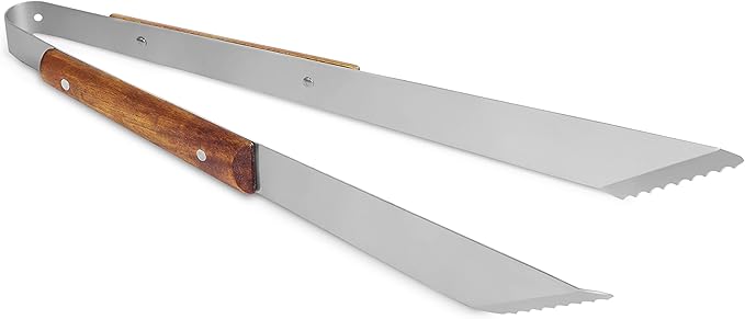 Internet's Best 3-Piece BBQ Grilling Utensil Set - Long Wooden Handle Spatula, Barbeque Fork, and Serrated Tong Meat Grabbers - Smoker Charcoal Gas Electric Cooking Utensils