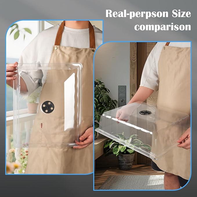 10-Pack Leak-Proof Humidity Domes, Plastic Clear Seed Starter Dome, Seed Starter Tray Covers Humidifying and Insulating for Greenhouse Germination and Garden Growing (16"×13", 4" Height)