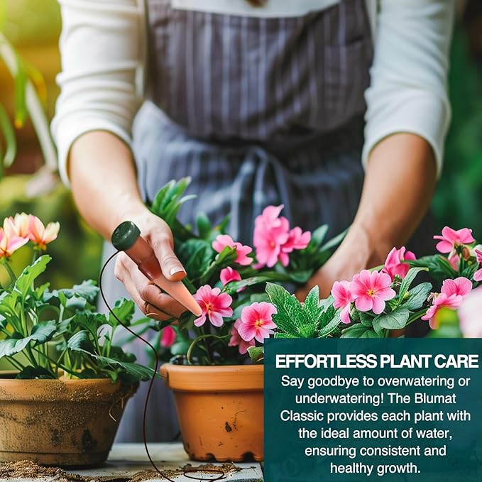 Blumat Classic Self-Watering Stakes - Automatic Drip Irrigation System for Indoor Plant Watering & Outdoor - Water Drip Solution for Potted Plants - Slow Release Stakes, 9 Pack, wo Adapter