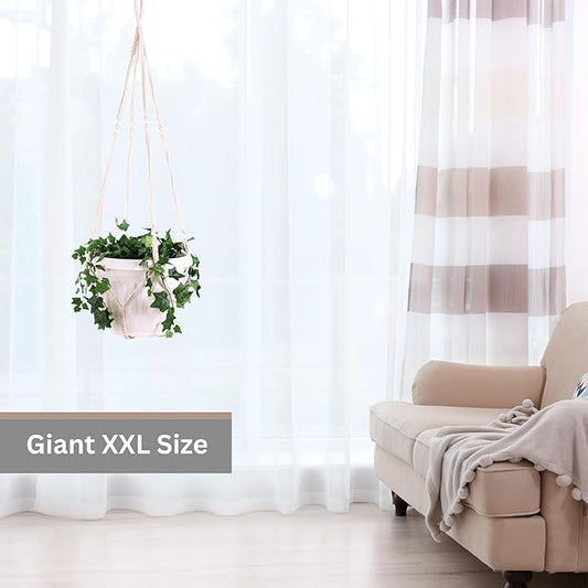 Giant XXL 55 Inches Macrame Planter Hanger Large for 15 inch Pot + Swag Hook | Extra Large Hanging Planter for Indoor Plants | No Pot/Plant Included (XXL)