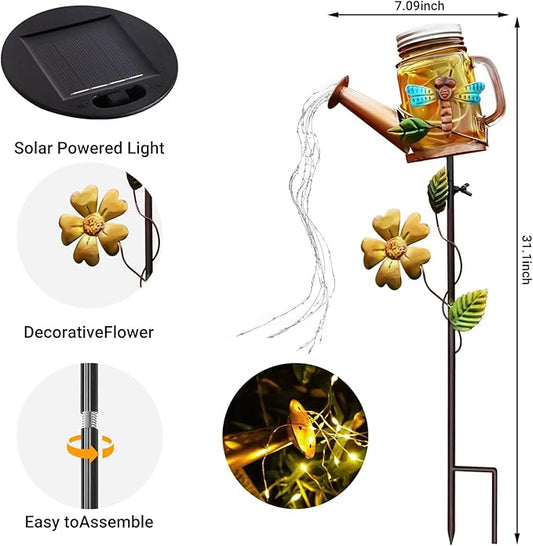 Solar Watering Can Light, Yard Outdoor Decor Lights, IP65 Waterproof, Hanging Dragonfly Garden Light, Outside Garden Flower Bed Decor, Women Gift, Birthday Gifts