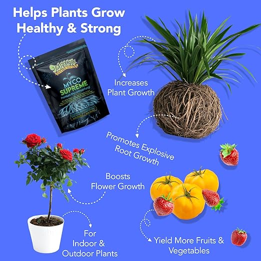Mycorrhizal Fungi for Soil, Root Stimulator for Plants, Ultra Concentrated Mycorrhizae for Plants Strong Roots & Living Soil, Trifecta Myco Supreme Plant Root Stimulator for Tree, Rose and Flower Care