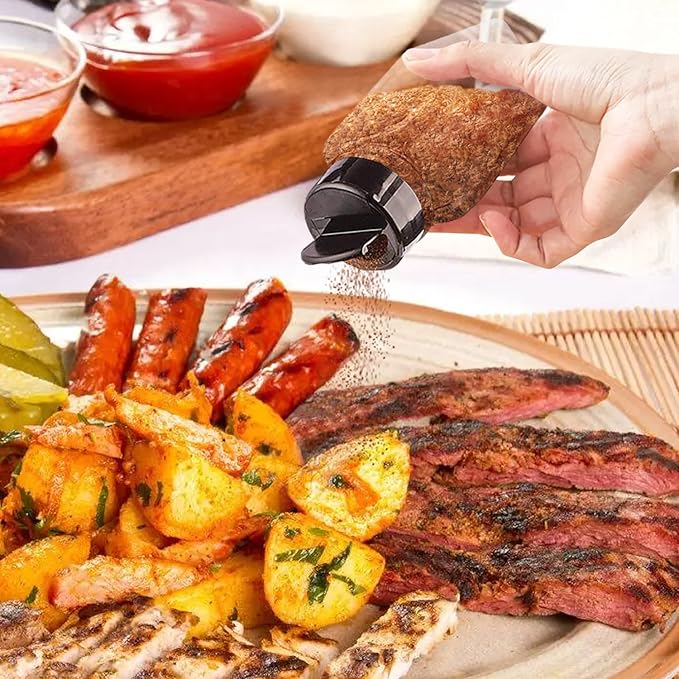 RoyalHouse - 6 Pack 14 Oz Plastic Spice Jars with Black Cap, Clear and Safe Plastic Bottle Containers with Shaker Lids for Storing Spice, Herbs and Seasoning Powders, BPA Free, Made in USA