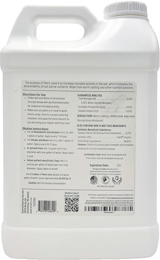 Elm Dirt Organic Fertilizer for All Plants - Liquid Plant Food Indoor & Outdoor, 2.5 Gallon