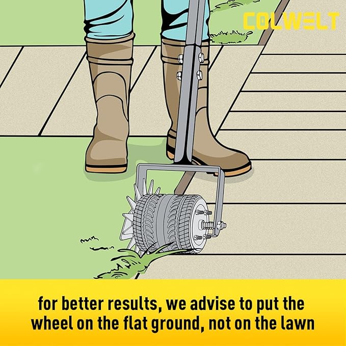Colwelt Wheel Rotary Edger Lawn Tool 59’’, Manual Grass Edger Tool with Wheel with Extra-Wide Rubber Wheel, Garden Edger with Reinforced Bracket, Rotary Edging Tool for Landscaping Sidewalks Driveways