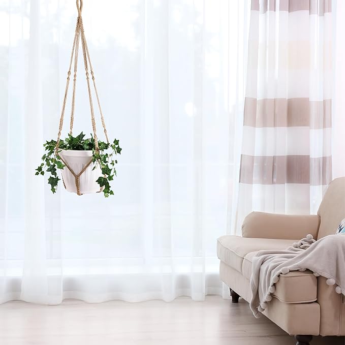 Giant XXL 55 Inches Macrame Planter Hanger Large for 15 inch Pot + Swag Hook | Extra Large Hanging Planter for Indoor Plants | No Pot/Plant Included (XXL Jute)