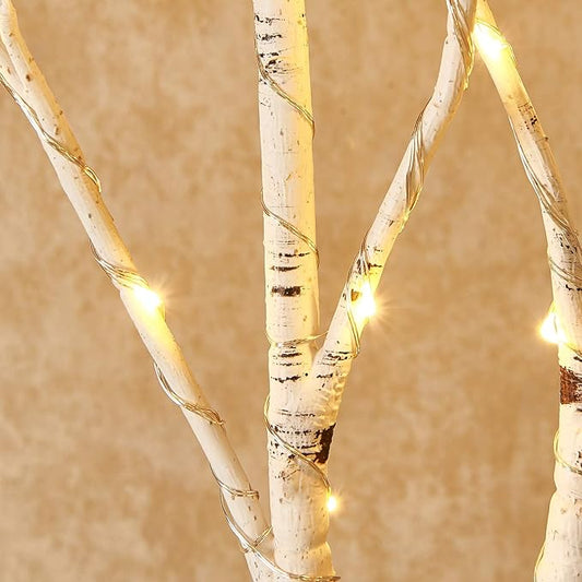 Hairui Lighted Birch Branches Plug in with Timer 30IN 150 LED Fairy Lights, White Willow Branch Lights for Christmas Fireplace Room Vase Decoration Indoor Outdoor Use (Vase Excluded)