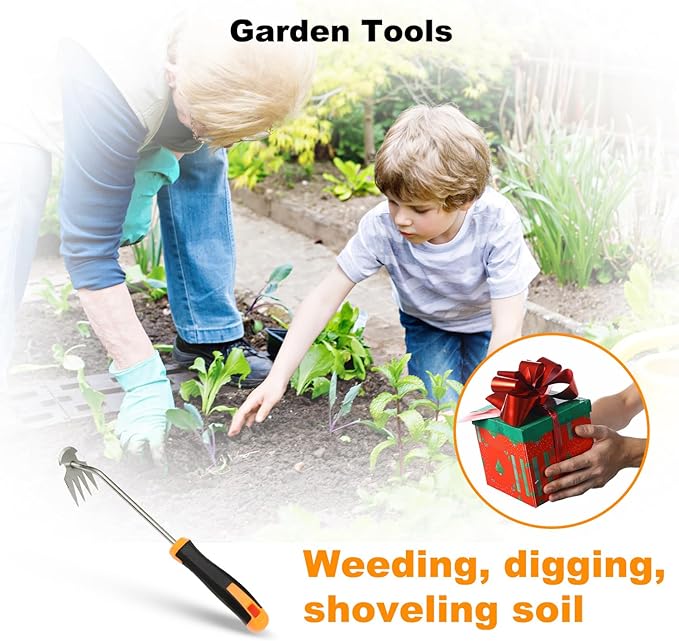 Weed Puller Tool Hand Weeder for Lawn Garden Cracks Stainless Steel Weed Remover with Ergonomic Beechwood Handle Manual Weeder