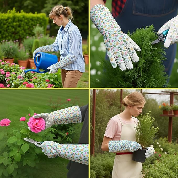 Gardening Gloves, Garden Gloves for Women Thorn Proof, Breathable Leather Work Gloves for Yard Pruning, Planting